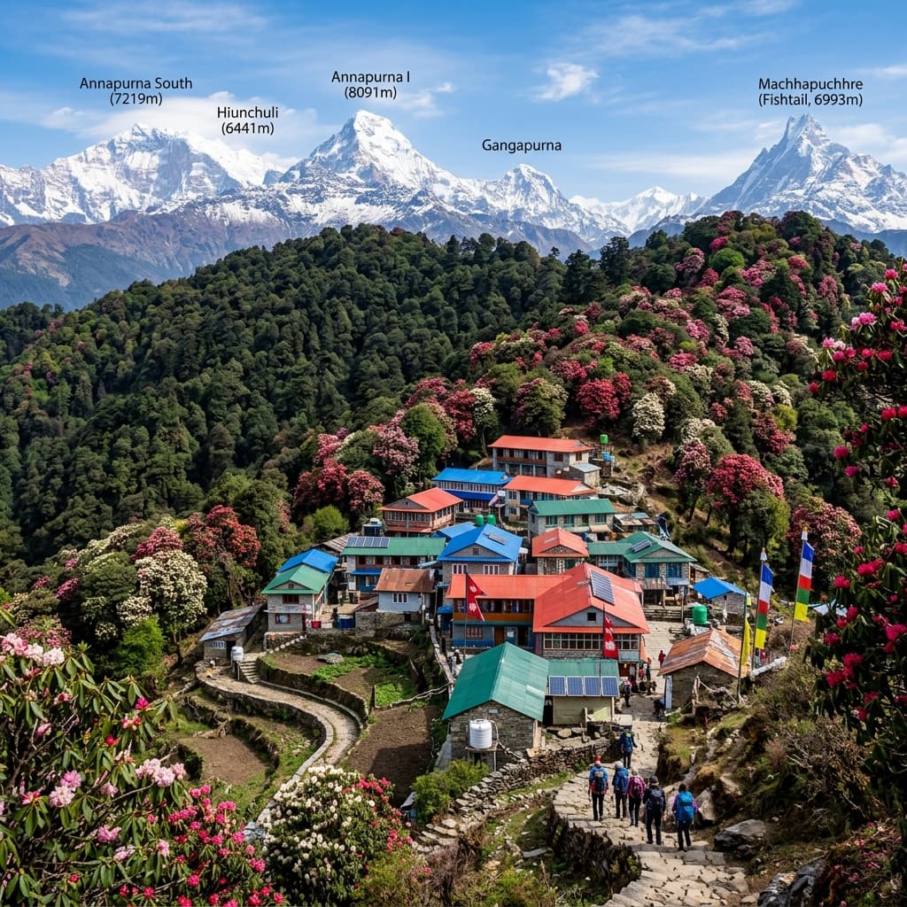 Hike to Poon Hill (3210m), Descend to Hile, and Drive to Pokhara